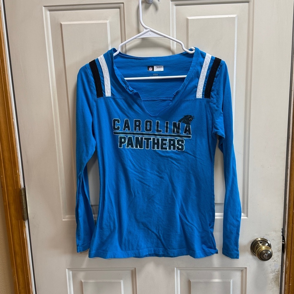 NFL Carolina Panthers Blue and Black Long Sleeve Shirt